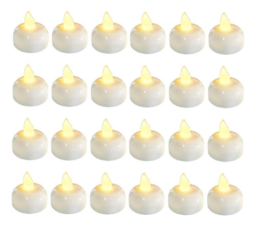 Velas Led Impermeables 24x Tealights Flotantes Sin Llama Luz