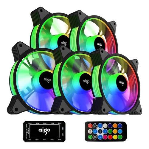 Cooler Fan Aigo Ar12 Rgb 5 Fans + Controladora