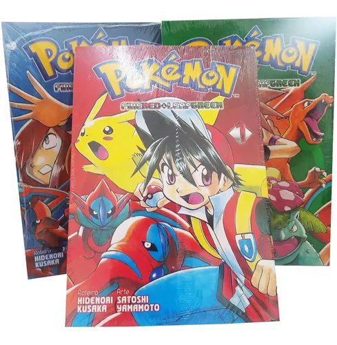 Mangá Pokémon Fire Red & Leaf Green Coleção Em 3 Volumes