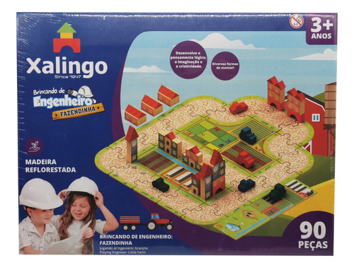 Bloques Y Puzzle De Madera, Granja, 90 Piezas Xalingo, En Ca