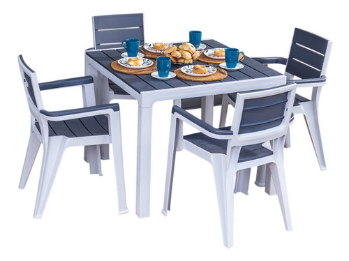 Juego De Comedor Tipo Madera Exterior Marca Mq