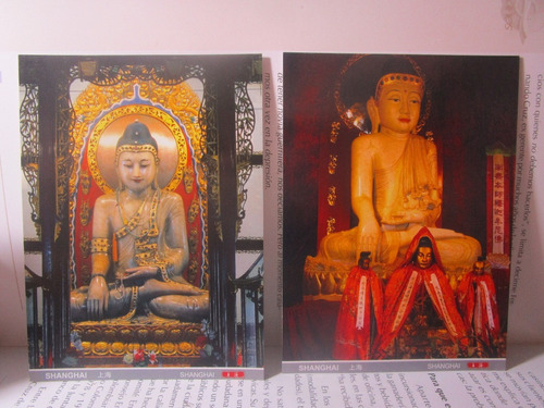 Imagen 1 de 5 de Dos Postales Shanghai Buda Buddha Temple Postal Antigua