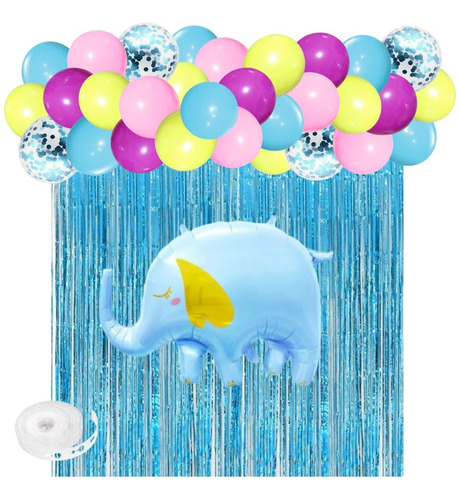 Kit Combo Elefante Celeste Deco Cumpleaños