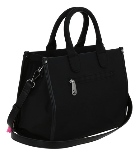 Bolso Tipo Satchel Barbie Gorétt Con Colgante Gia P25 Negro Floreado Níquel Negro