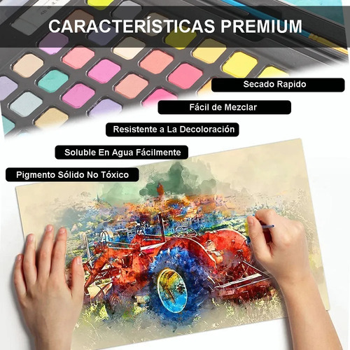 Set De Arte Acuarelas Profesional Kit Dibujo 60 Coloes C