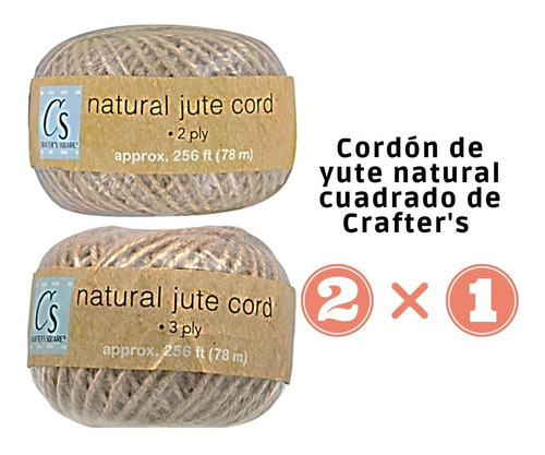 2 x 1 rolos de cordão de juta macia de alta qualidade, 156 metros, cor bronzeada total