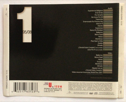 Enrique Iglesias. 1 95/08. Cd Org Usado. Qqo. Ag. (Usado)