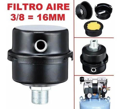 Filtro Aire 3/8 Silenciador Metal  Compresor D Aire Dental.