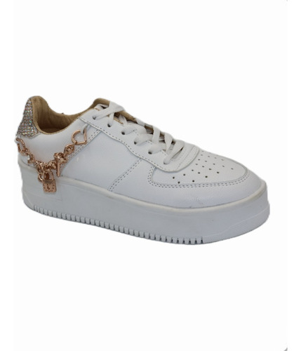 Tenis De Dama Casual Con Suela 5 Cm. Herraje Brillos