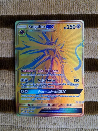 Carta Pokémon Lendário Lunala Gx Dourada Sol E Lua