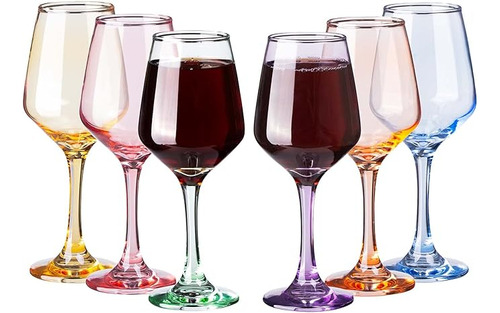 Copa Vino Cristal Multicolor 12 Onzas Para Cenas En Casa Y J