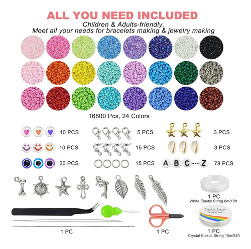 Kit Para Hacer Pulseras De Mostacillas 2mm 17000uds