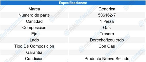 2 Amortiguadores Gas Traseros Ford Ranger 2015 Generica
