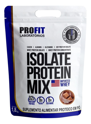 Suplemento en polvo ProFit Laboratórios  Isolate Protein Mix proteínas sabor chocolate con leche en doypack de 1.8kg