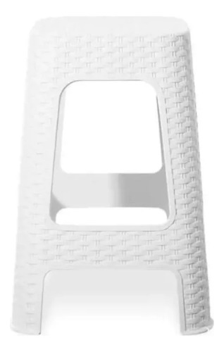 Pack X3 Banquetas Apilables Símil Ratan Plástico Reforzado Ratán Blanco