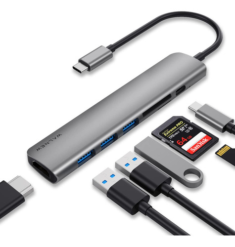 Walnew Hub Usb C, Adaptador Usb C Para Macbook Pro, Concentr