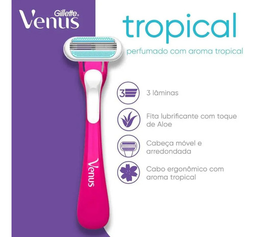 Aparelho Feminino Venus Tropical Gillette Com 3 Unidades