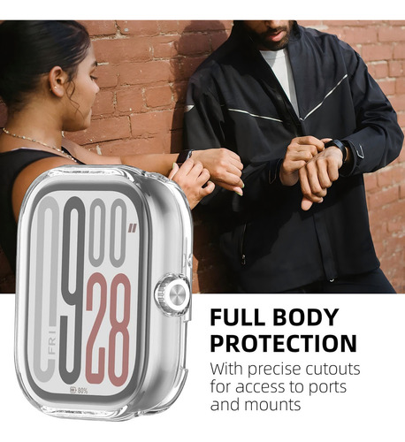 USTIYA 2x Funda Protector Reloj De Pantalla Para Redmi Watch 5 Case TPU Carcasa Transparente+Negro Cover