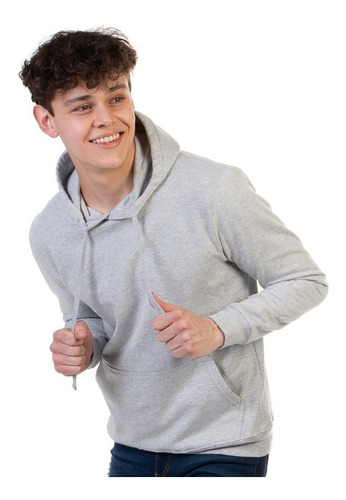 Imagen 3 de 5 de Sudadera Cerrada Básica Lisa Gris Jaspe