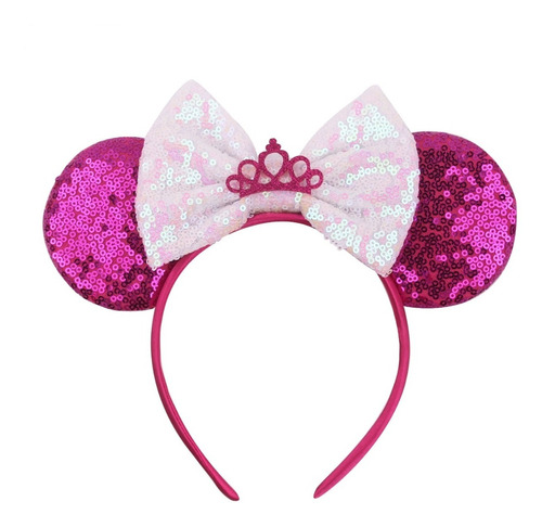 Orejas Corona Princesa Minnie Mouse Mickey Diadema Fucsia 