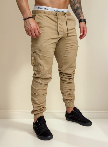 Pantalones Algodón Elástica Hombre Cargo Múltiples Bolsillos
