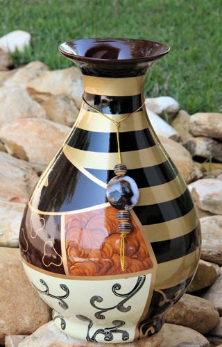 Imagem 7 de 10 de Vaso De Cerâmica Estilo Africano Com Pingente Bu140