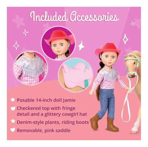 Muñeca Glitter Girls Jaime Y Su Caballo Jumper Mide 35 Cm 2m