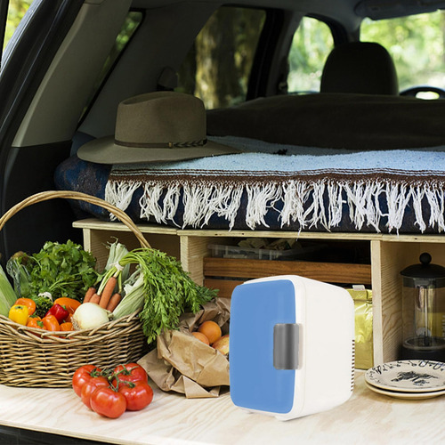 Mini Nevera 4l Azul 12v Para Auto, Cosméticos Y Bebidas