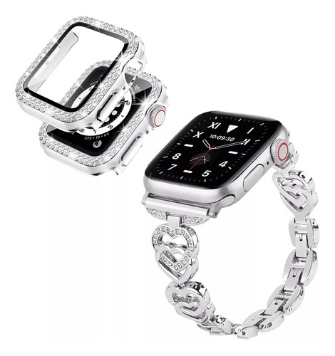 Apple Watch Mujer Elegante Caja Y Pulsera De Diamantes
