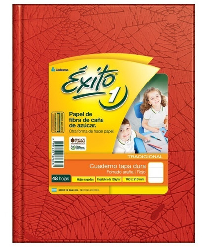 Cuaderno Tapa Dura Rayado 48 Hojas Exito 16x21cm Rojo E1