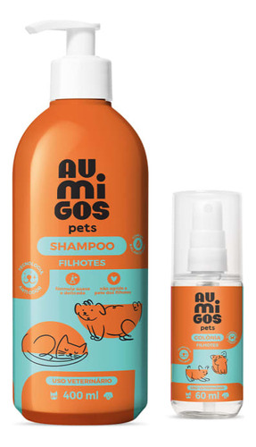 Combo Au.migos Pets Shampoo Para Filhotes + Colônia Cachorro Fragrância Coco