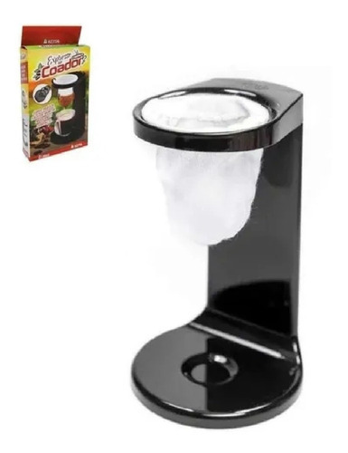 Kit Coado Filtro Passador Pano + Suporte Expresso Café Copo Cor Preto
