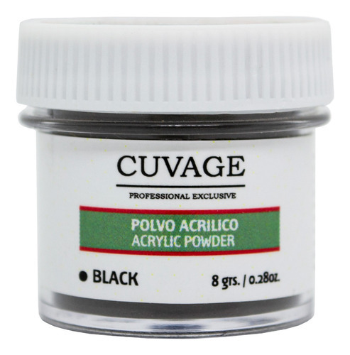 Cuvage Polvo Acrílico Polímero Pigmentado Color Uñas  X1 Color Black 8grs