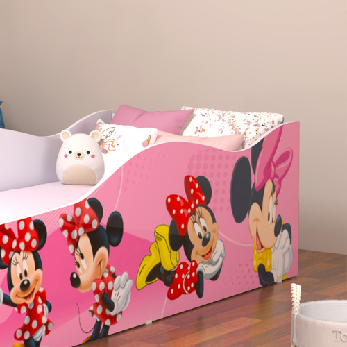 Cama Infantil Minnie Montessoriana Com Colchão Juvenil Incluso Lbx Móveis