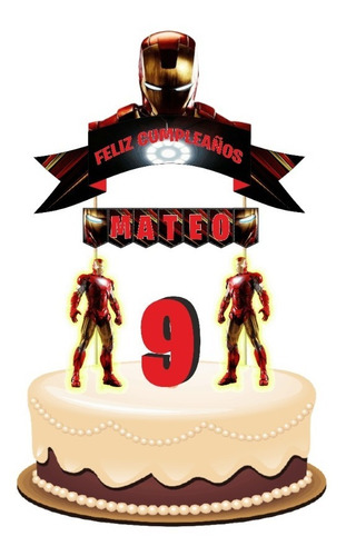 Iron Man Cake Topper Adorno Para Tortas Personalizado 