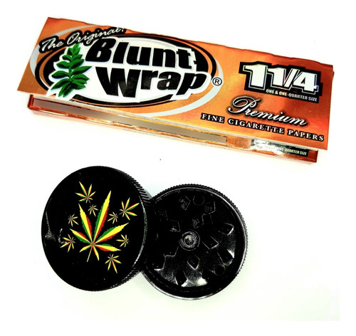 Combo Grinder Mini Negro 2 Pcs + 1 Caja Cueros Blunt Wrap #9