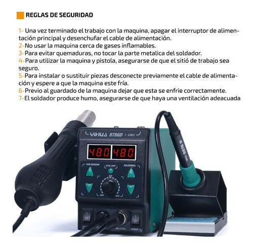 Imagen 6 de 8 de Estacion De Soldado Pistola Aire Smd Soldador Apagado Auto