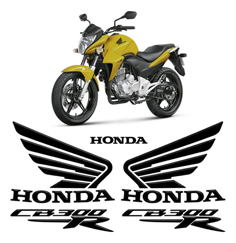 Adesivos Moto Honda Cb 300r Emblemas Tanque Preto Resinados