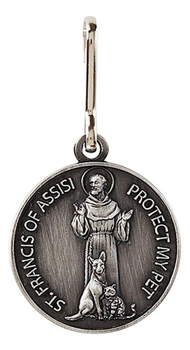 Silver Toned Saint St Francis Protect My Pet Collar Med...