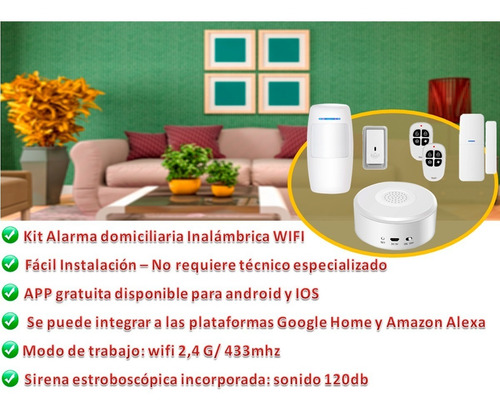 Imagen 3 de 8 de Kit 4 Alarma Casa Inalámbrica Wifi Celular App Smartlife
