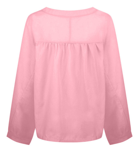 Blusa Cómoda De Manga Larga Con Botones Abiertos Para Mujer