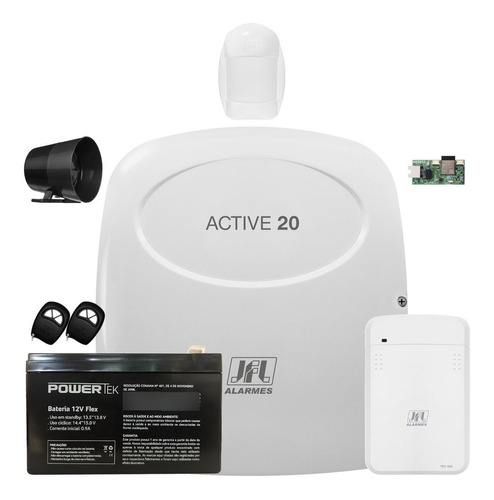 Kit Alarme Monitorado Active 20 Ethernet Com Sensor Idx 1001