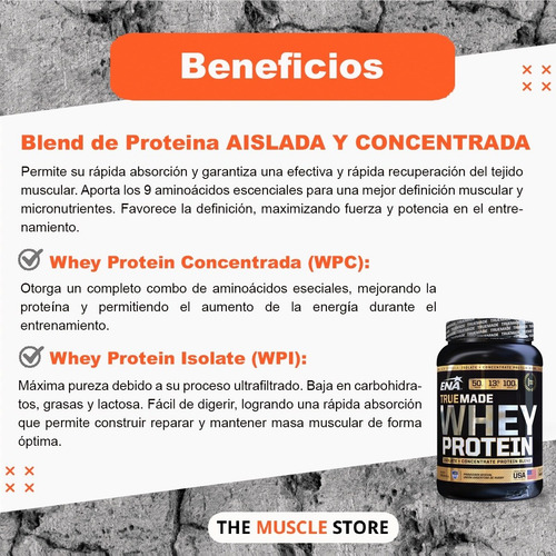 True Made Whey Protein Ena Suplementos Proteina + Shaker