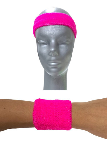 Combo Set Vincha Muñequera Tenista Fluo - Cienfuegos - Color Fucsia