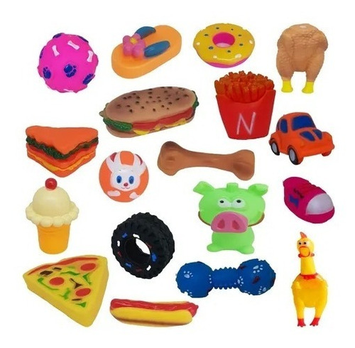 4 Brinquedos Pet Borracha Mordedor Sonoro Cachorro Cão + Nf