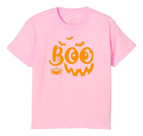 Polera Estampada Boo Sonrisa Halloween Divertido Niño Niña