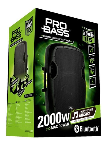 Parlante Pro Bass Elevate 115 con bluetooth negro 110V/220V