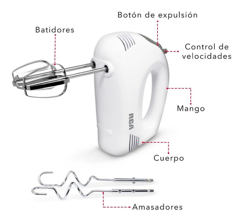 Rca Batidora De Mano De 5 Velocidades Rc-094 Color Blanco
