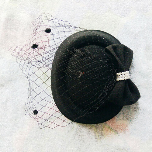 Gorro Bowknot Veil Fascinator Hair Pillbox Para Mujer, Sombr