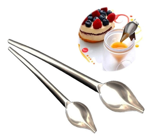 Imagen 3 de 3 de Cucharas Lápiz Embudo Goteo Para Decorar Repostería Chef 2pz